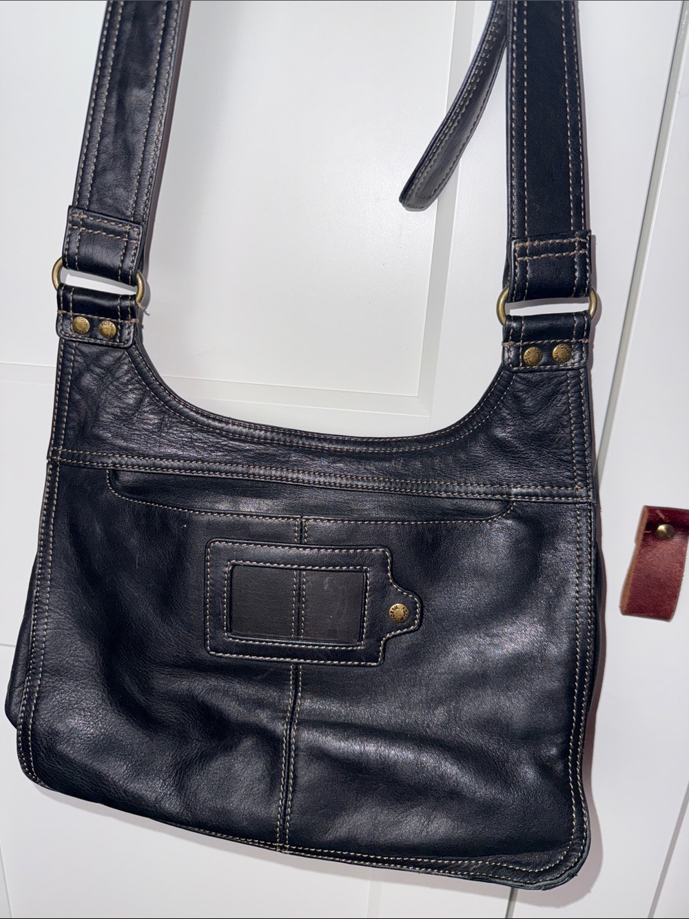 Vintage Fossil crossbody mini messenger bag 90s Y2K soft leather gold hardware - Picture 11 of 16